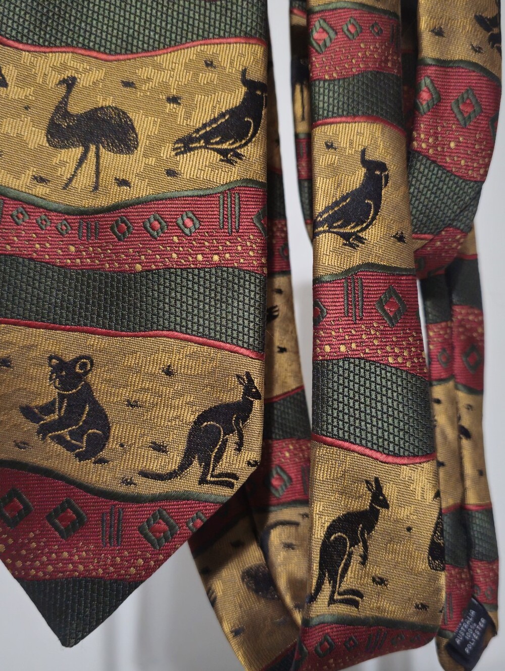 Rare Australia Aussie Tie Kangaroo Ostrich Koala Cockatoo  3.75x63 Royale & Co